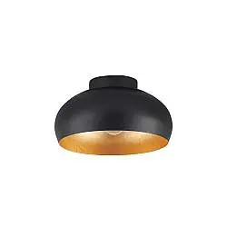 Plafoniera Contemporanea Mogano 2 1 Luce Acciaio Nero E Oro
