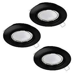 Faretto Ad Incasso Moderno Peneto In Acciaio Nero 3 Luci Gu10 4,6W