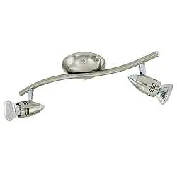 Spot Moderno Magnum Led In Acciaio Nichel Satinato 2 Luci Gu10 2,8W 3000K Ip20