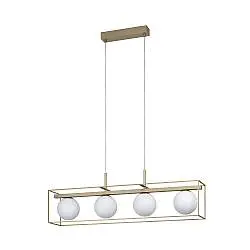 Lampadario Industrial Vallaspra 4 Luci Acciaio Ottone
