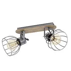Spot Minimal Sambatello Legno Marrone 2 Luci E27 40W