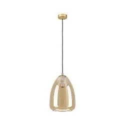 Lampadario Contemporaneo Alobrase 1 Luce Metallo Ottone Spazzolato