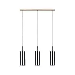 Lampadario Industrial Selvino 3 Luci Acciaio Grigio Opaco Diffusore Nero