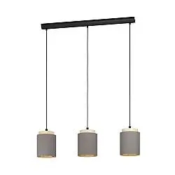 Lampadario Industrial Albariza 3 Luci Metallo Nero E Marrone