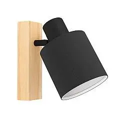 Applique Industrial Batallas 1 Luce Legno Marrone E Nero