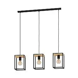 Lampadario Industrial Libertad 3 Luci Metallo Nero E Marrone
