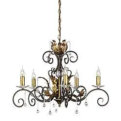 Lampadario Classico Amarilli Acciaio Bronzo Oro 5 Luci E14