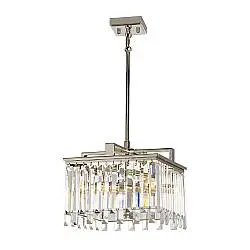 Lampadario Aries Acciaio Nichelato Lucido Cristallo Trasparente 4 Luci E14