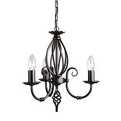 Lampadario Classico Artisan Acciaio Nero 3 Luci E14