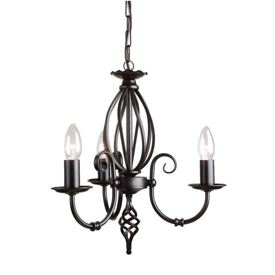 Lampadario Classico Artisan Acciaio Nero 3 Luci E14 ART3-BLACK