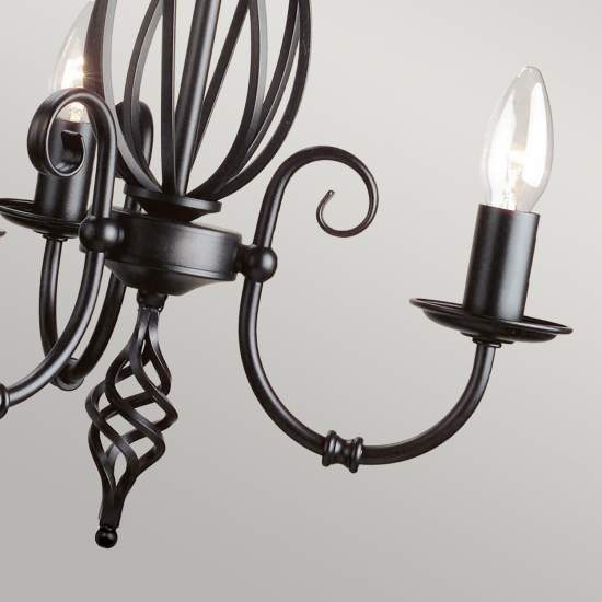 Lampadario Classico Artisan Acciaio Nero 3 Luci E14 ART3-BLACK
