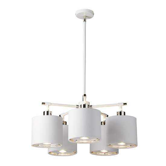 Lampadario Contemporaneo Balance Acciaio Bianco Nichel Lucido 5 Luci E27 BALANCE5-WPN