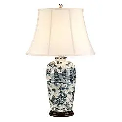 Lampada Da Scrivania Contemporanea Blue Traditional Porcellana Blu 1 Luce E27