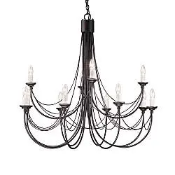 Lampadario Classico Carisbrooke Acciaio Nero 12 Luci E14