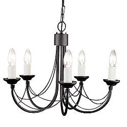 Lampadario Classico Carisbrooke Acciaio Nero 5 Luci E14