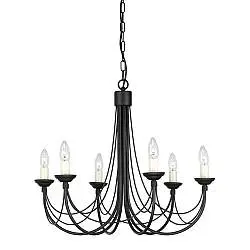 Lampadario Classico Carisbrooke Acciaio Nero 6 Luci E14