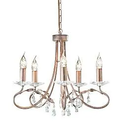 Lampadario Classico Christina Acciaio Cristallo Oro 5 Luci E14