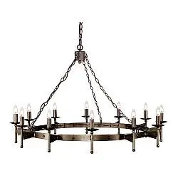 Lampadario Industrial Nordico Cromwell Metallo Bronzo Antico 12 Luci E14