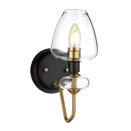 Applique Armand Acciaio Ottone Antico Nero Carbone Vetro Nero 1 Luce E14 DL-ARMAND1-AB