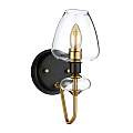 Applique Armand Acciaio Ottone Antico Nero Carbone Vetro Nero 1 Luce E14 DL-ARMAND1-AB