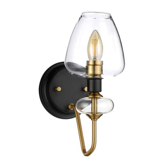 Applique Armand Acciaio Ottone Antico Nero Carbone Vetro Nero 1 Luce E14 DL-ARMAND1-AB