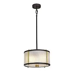 Lampadario Corona Acciaio Bronzo E Vetro Ottone Antico 2 Luci E27