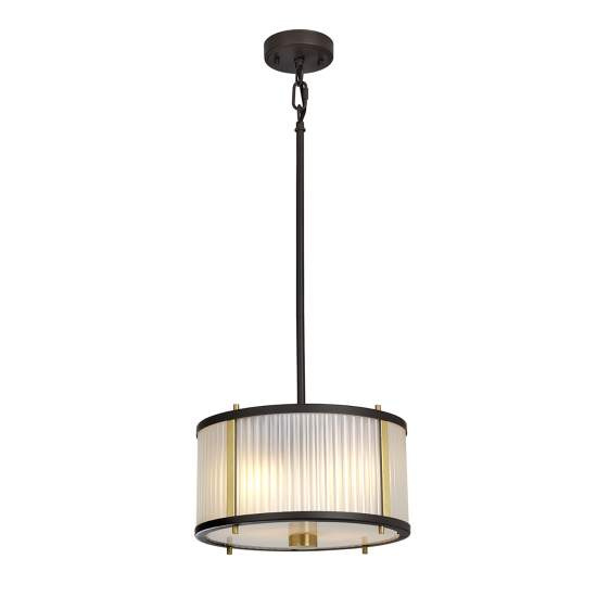 Lampadario Corona Acciaio Bronzo E Vetro Ottone Antico 2 Luci E27 DL-CORONA-2P-BAB