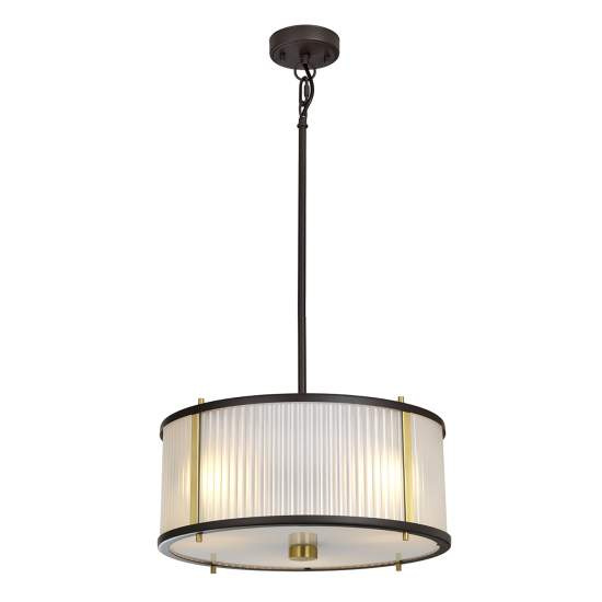 Lampadario Corona Acciaio Bronzo E Vetro Ottone Antico 3 Luci E27 DL-CORONA-3P-BAB