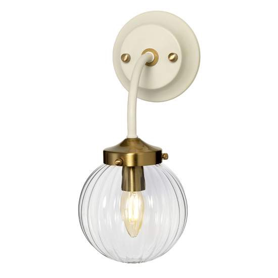Applique Contemporanea Cosmos Acciaio Verniciato Crema Vetro Ottone 1 Luce E14 DL-COSMOS1