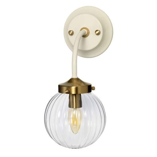 Applique Contemporanea Cosmos Acciaio Verniciato Crema Vetro Ottone 1 Luce E14 DL-COSMOS1