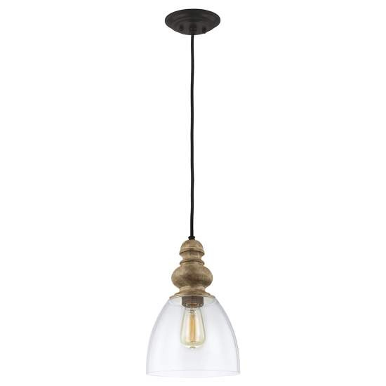 Sospensione Contemp Matrimonio Acciaio Legno Zinco Vetro 1 Luce E27 D22,9Cm DL-MATRIMONIO-1P
