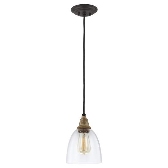 Sospensione Matrimonio Acciaio Legno Zinco Antico Vetro 1 Luce E27 D16,2Cm DL-MATRIMONIO1MP
