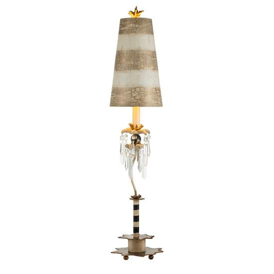 Lampada Da Scrivania Birdland Acciaio Nero Bianco Cristallo Bianco 1 Luce E27 FB-BIRDLAND-TL