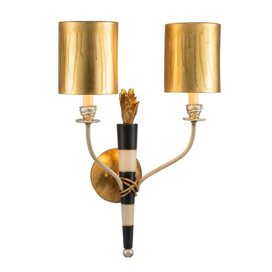 Applique Contemporanea Flambeau Acciaio Oro E Nero 2 Luci E14 FB-FLAMBEAU2