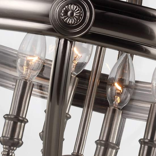 Lampadario Industrial Nordico Adams Acciaio Nichel Antico Vetro 4 Luci E14 FE-ADAMS-4P-ANL