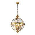 Lampadario Industrial Nordico Adams Acciaio Ottone Spazzolato Vetro 4 Luci E14 FE-ADAMS-4P-BB