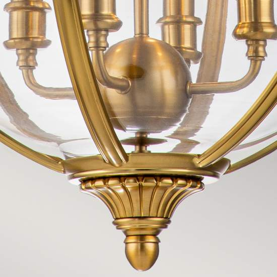 Lampadario Industrial Nordico Adams Acciaio Ottone Spazzolato Vetro 4 Luci E14 FE-ADAMS-4P-BB