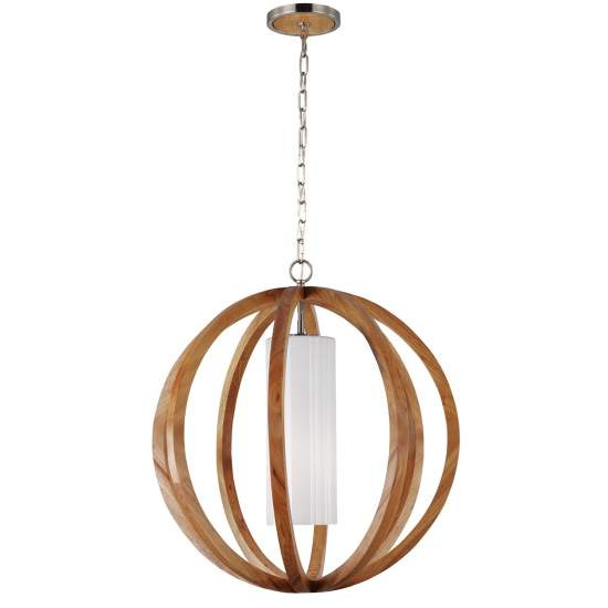 Sospensione Industrial Nordica Allier Legno Acciaio 1 Luce E27 D66Cm FE-ALLIER-P-L-LW