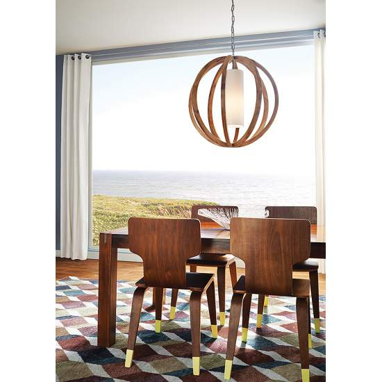 Sospensione Industrial Nordica Allier Legno Acciaio 1 Luce E27 D66Cm FE-ALLIER-P-L-LW