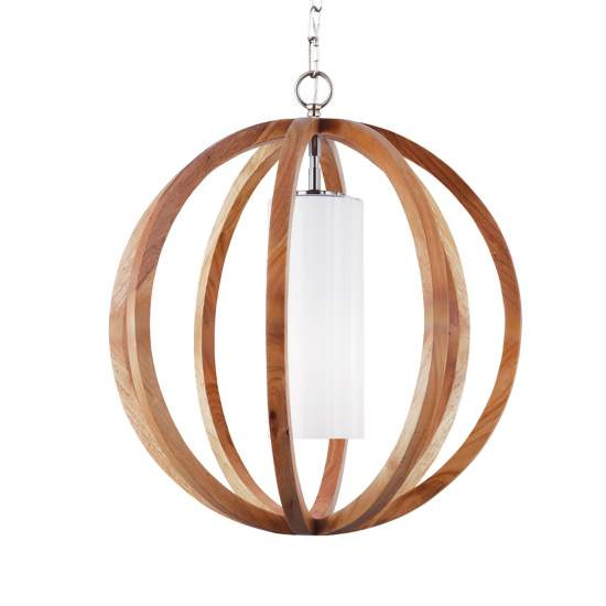Sospensione Industrial Nordica Allier Legno Chiaro Acciaio 1 Luce E27 D52Cm FE-ALLIER-P-S-LW