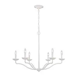 Lampadario Classico Annie Acciaio Bianco Gesso 6 Luci E14