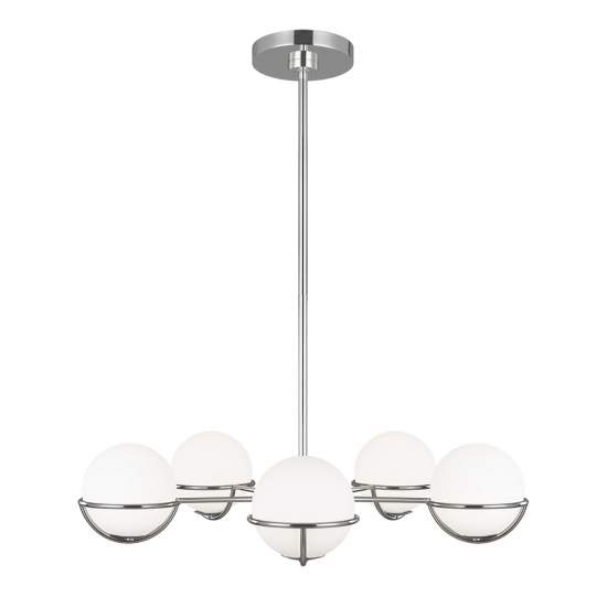 Lampadario Apollo Acciaio Nichel Vetro 5 Luci G9 3 Ledw 3000K 1600Lm FE-APOLLO5-PN