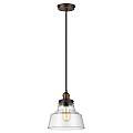 Sospensione Baskin Vetro Ottone Verniciato Zinco Scuro 1 Luce E27 D25,4Cm FE-BASKIN-P-A-BR