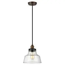 Sospensione Baskin Vetro Ottone Verniciato Zinco Scuro 1 Luce E27 D25,4Cm