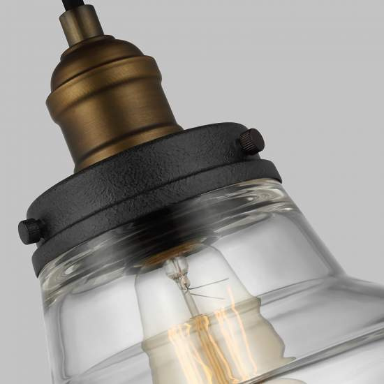 Sospensione Baskin Vetro Ottone Verniciato Zinco Scuro 1 Luce E27 D25,4Cm FE-BASKIN-P-A-BR