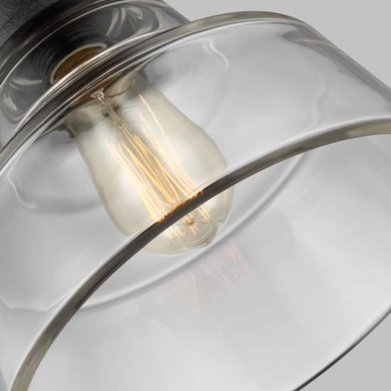 Sospensione Baskin Vetro Ottone Verniciato Zinco Scuro 1 Luce E27 D25,4Cm FE-BASKIN-P-A-BR