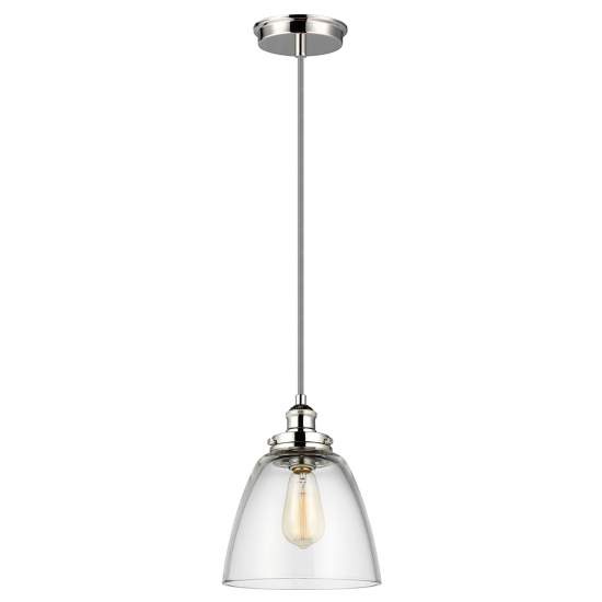 Sospensione Contemporanea Baskin Vetro Nichel Lucido 1 Luce E27 D22,8Cm FE-BASKIN-P-B-PN