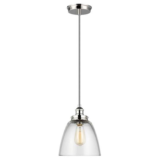 Sospensione Contemporanea Baskin Vetro Nichel Lucido 1 Luce E27 D22,8Cm FE-BASKIN-P-B-PN