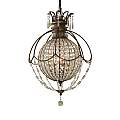 Lampadario Contemporaneo Bellini Acciaio Bronzo Ossidato Cristallo 3 Luci E14 FE-BELLINI3