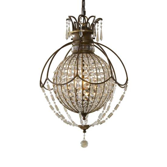 Lampadario Contemporaneo Bellini Acciaio Bronzo Ossidato Cristallo 3 Luci E14 FE-BELLINI3